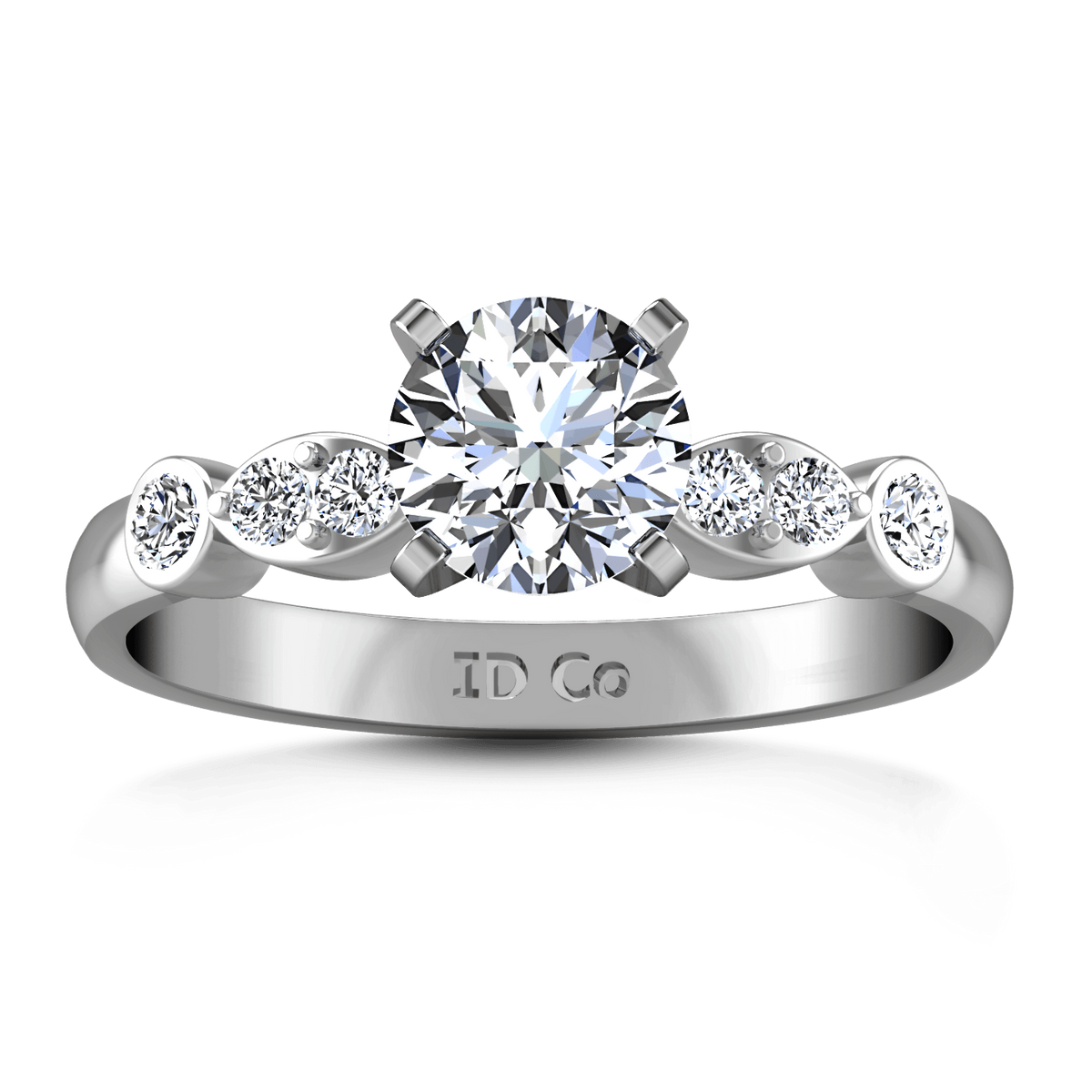 Round Diamond Pave Engagement Ring Rachel 14K White Gold