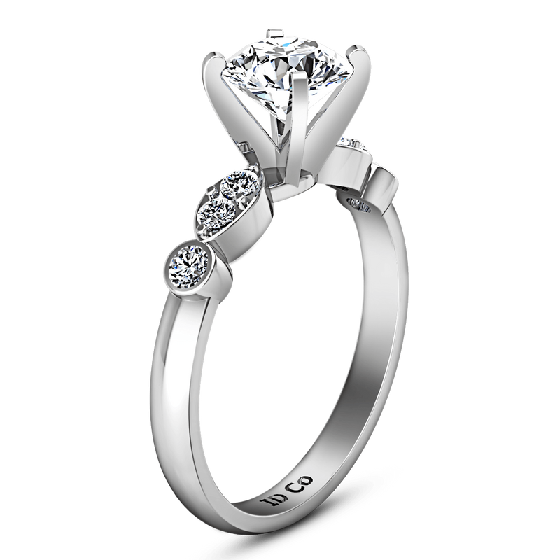 Round Diamond Pave Engagement Ring Rachel 14K White Gold