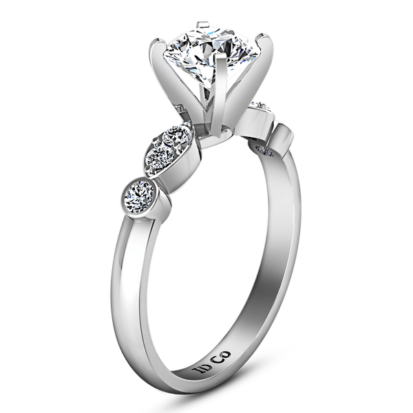 Round Diamond Pave Engagement Ring Rachel 14K White Gold