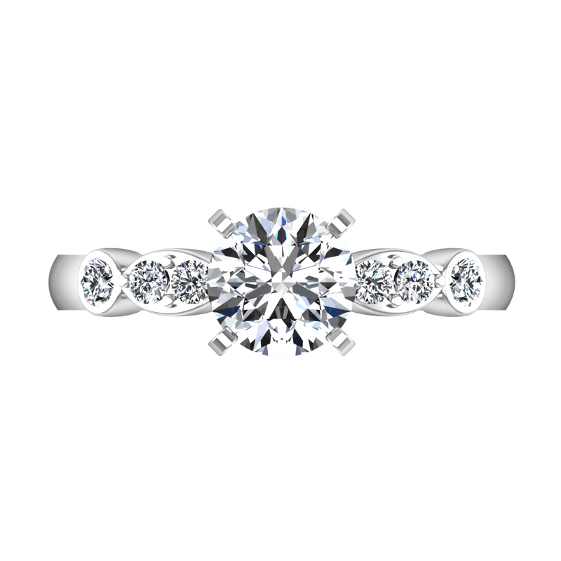 Round Diamond Pave Engagement Ring Rachel 14K White Gold