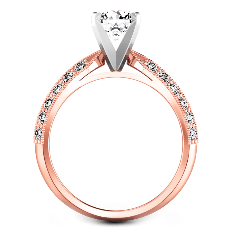 Pave Diamond Engagement Ring Amore 14K Rose Gold