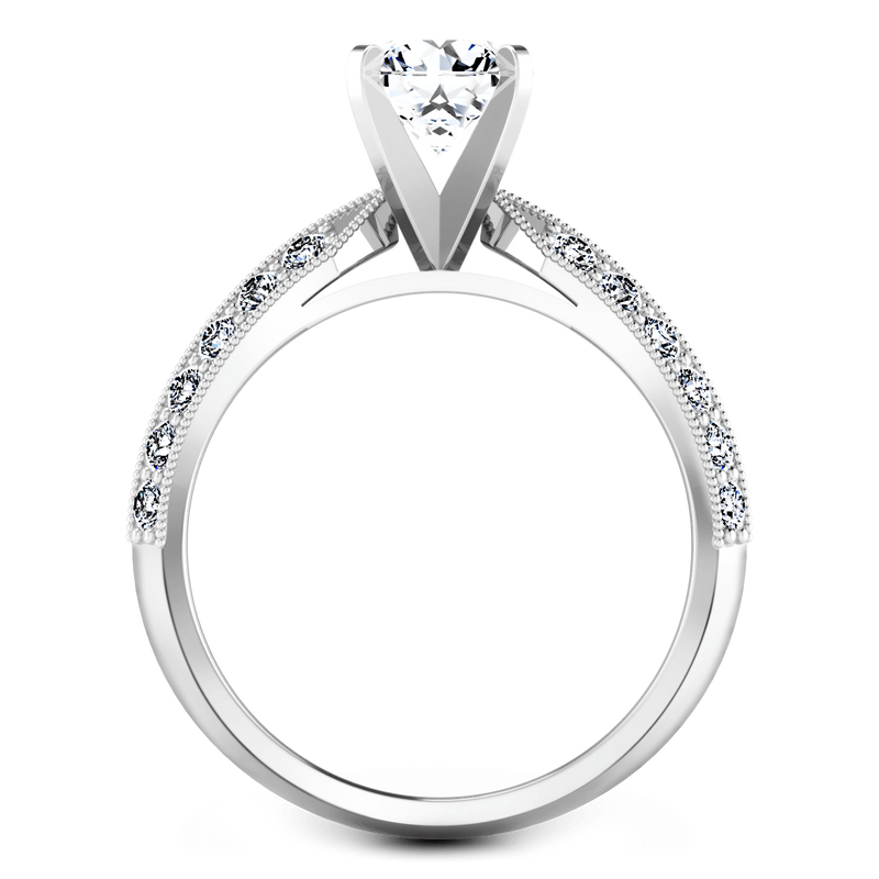 Round Diamond Pave Engagement Ring Amore 14K White Gold