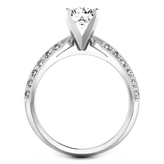 Round Diamond Pave Engagement Ring Amore 14K White Gold