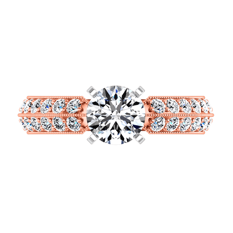 Pave Diamond Engagement Ring Amore 14K Rose Gold