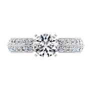 Round Diamond Pave Engagement Ring Amore 14K White Gold
