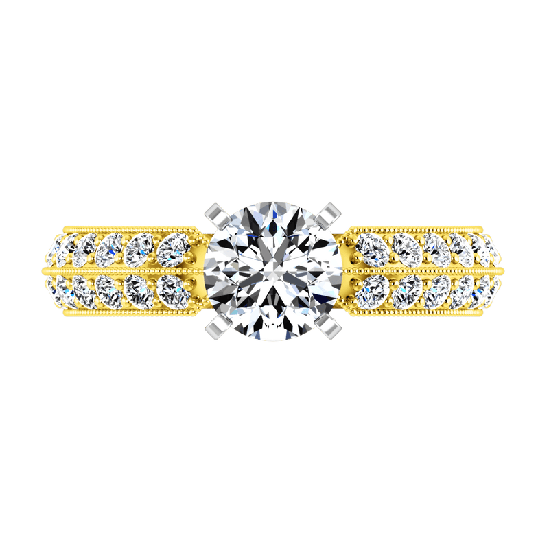 Pave Diamond EngagementRing Amore 14K Yellow Gold