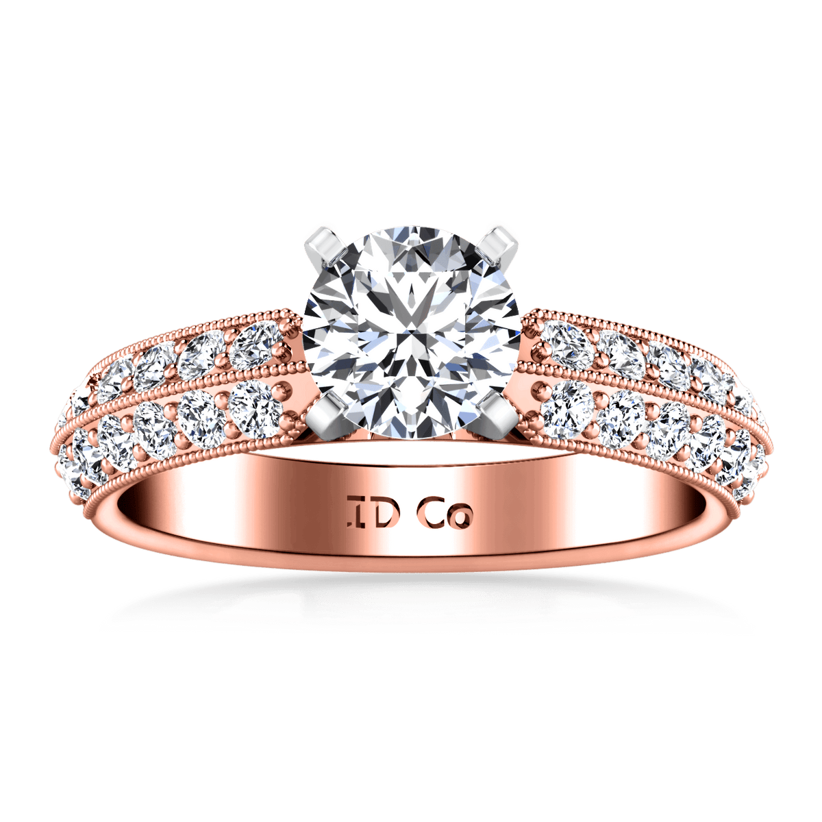 Pave Diamond Engagement Ring Amore 14K Rose Gold
