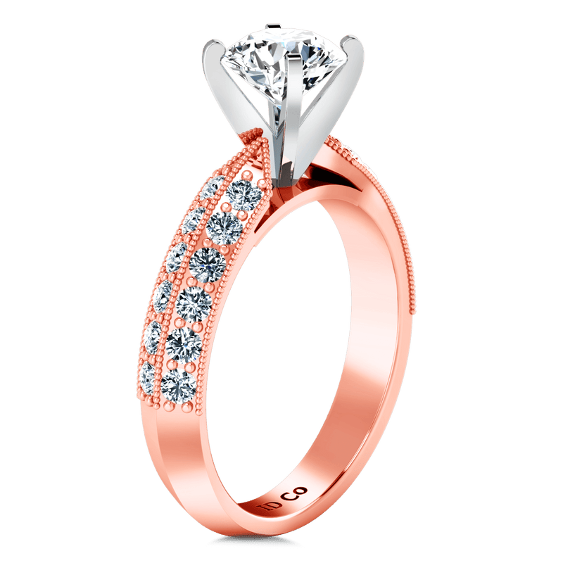 Pave Diamond Engagement Ring Amore 14K Rose Gold