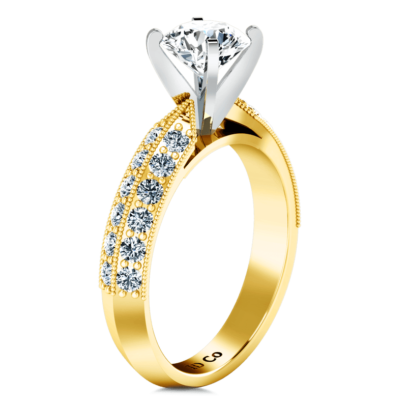 Pave Diamond EngagementRing Amore 14K Yellow Gold