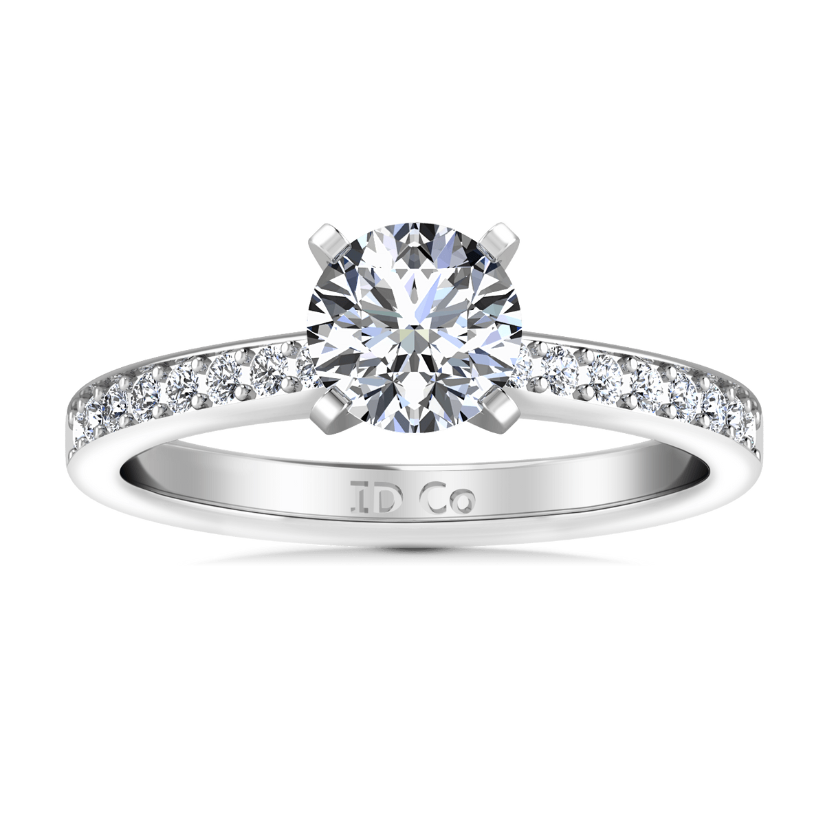 Round Diamond Pave Engagement Ring Belle 14K White Gold