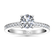 Round Diamond Pave Engagement Ring Belle 14K White Gold