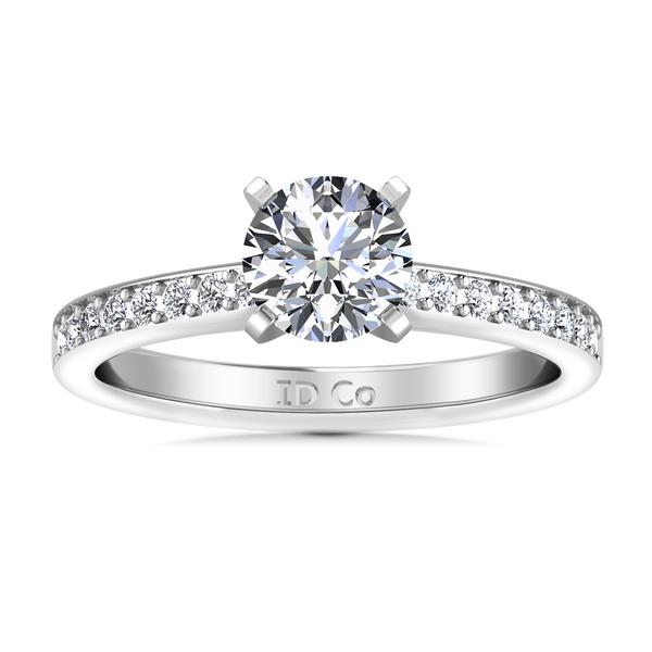 Round Diamond Pave Engagement Ring Belle 14K White Gold