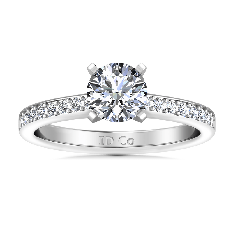 Round Diamond Pave Engagement Ring Belle 14K White Gold