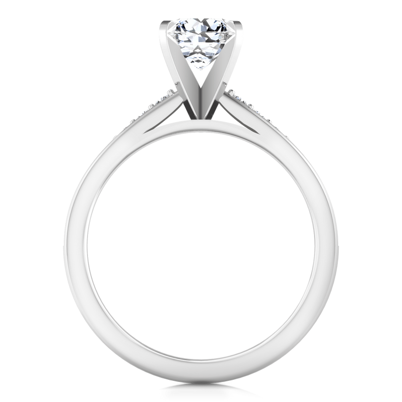 Round Diamond Pave Engagement Ring Belle 14K White Gold