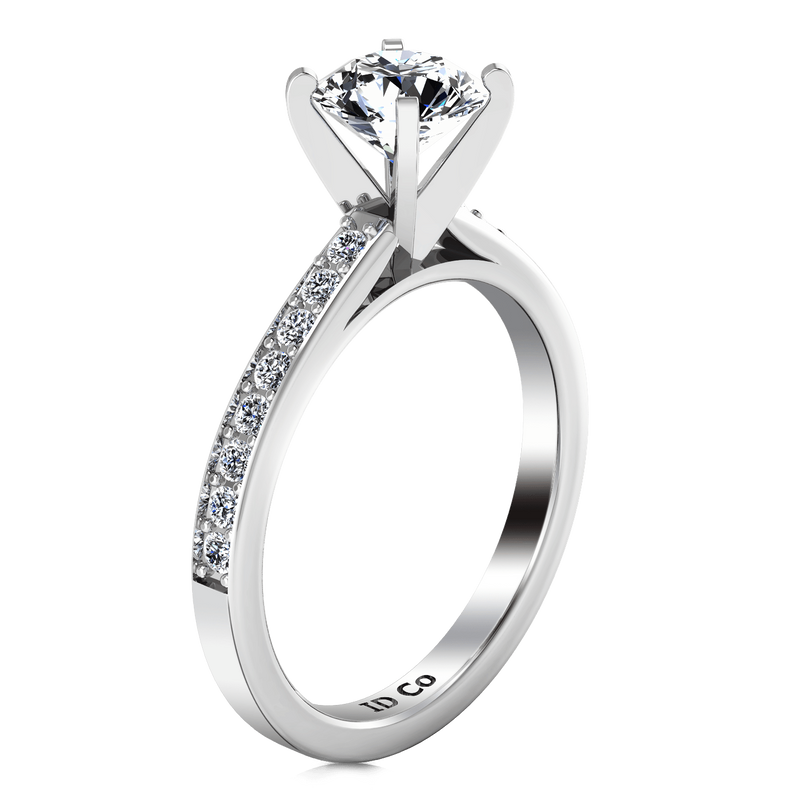 Round Diamond Pave Engagement Ring Belle 14K White Gold