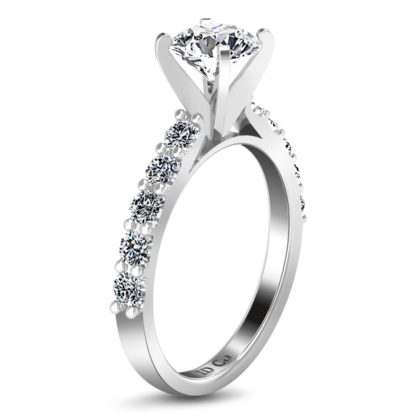 Round Diamond Pave Engagement Ring Cherish 14K White Gold