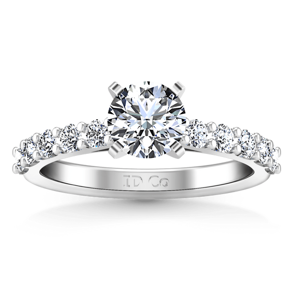Round Diamond Pave Engagement Ring Cherish 14K White Gold