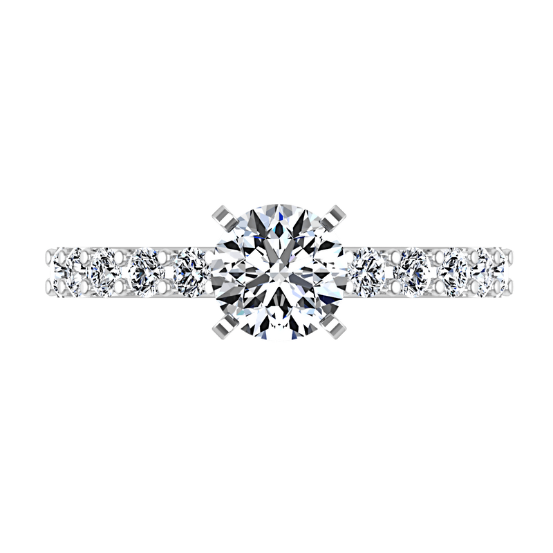 Round Diamond Pave Engagement Ring Cherish 14K White Gold