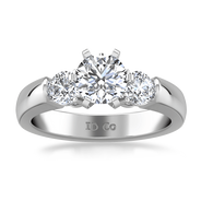 Round Diamond Three Stone Engagement Ring Justine 14K White Gold