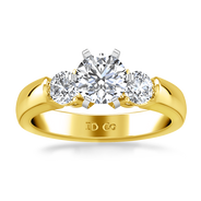Three Stone Diamond Engagement Ring Justine 14K Yellow Gold