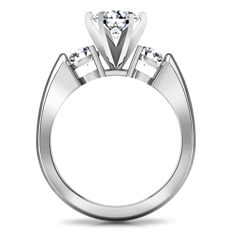 Round Diamond Three Stone Engagement Ring Justine 14K White Gold