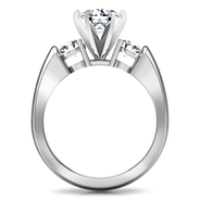 Round Diamond Three Stone Engagement Ring Justine 14K White Gold