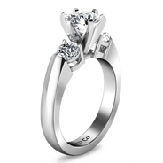 Round Diamond Three Stone Engagement Ring Justine 14K White Gold