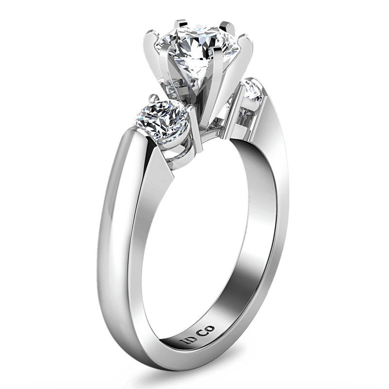 Round Diamond Three Stone Engagement Ring Justine 14K White Gold