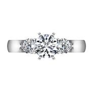 Round Diamond Three Stone Engagement Ring Justine 14K White Gold
