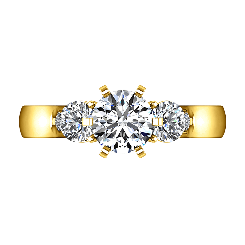 Three Stone Diamond Engagement Ring Justine 14K Yellow Gold