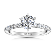 Round Diamond Pave Engagement Ring Grace 14K White Gold
