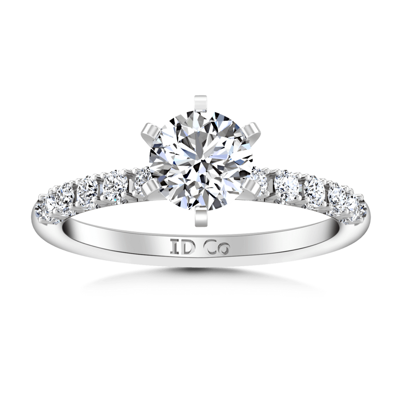Round Diamond Pave Engagement Ring Grace 14K White Gold