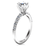 Round Diamond Pave Engagement Ring Grace 14K White Gold