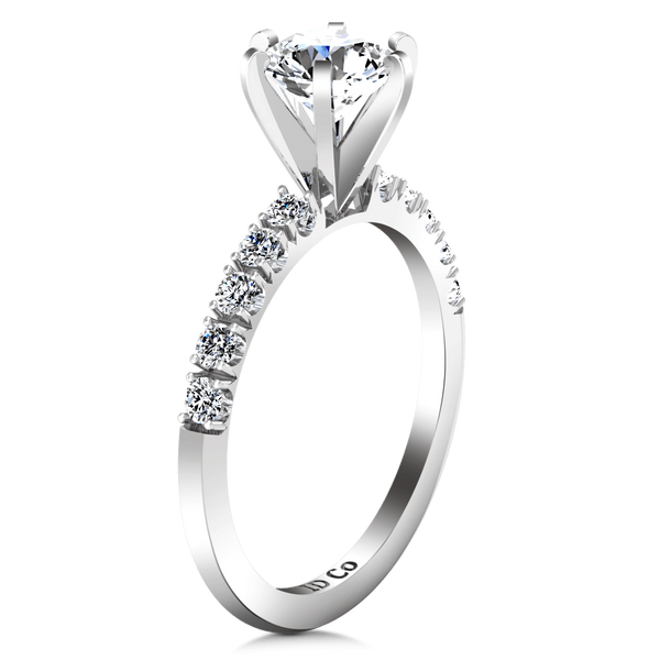 Round Diamond Pave Engagement Ring Grace 14K White Gold