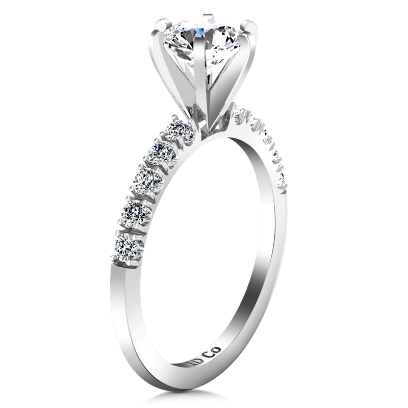 Round Diamond Pave Engagement Ring Grace 14K White Gold