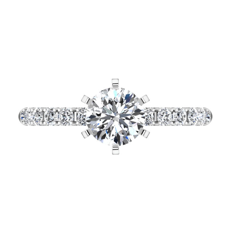 Round Diamond Pave Engagement Ring Grace 14K White Gold