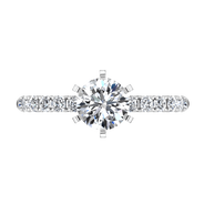 Round Diamond Pave Engagement Ring Grace 14K White Gold