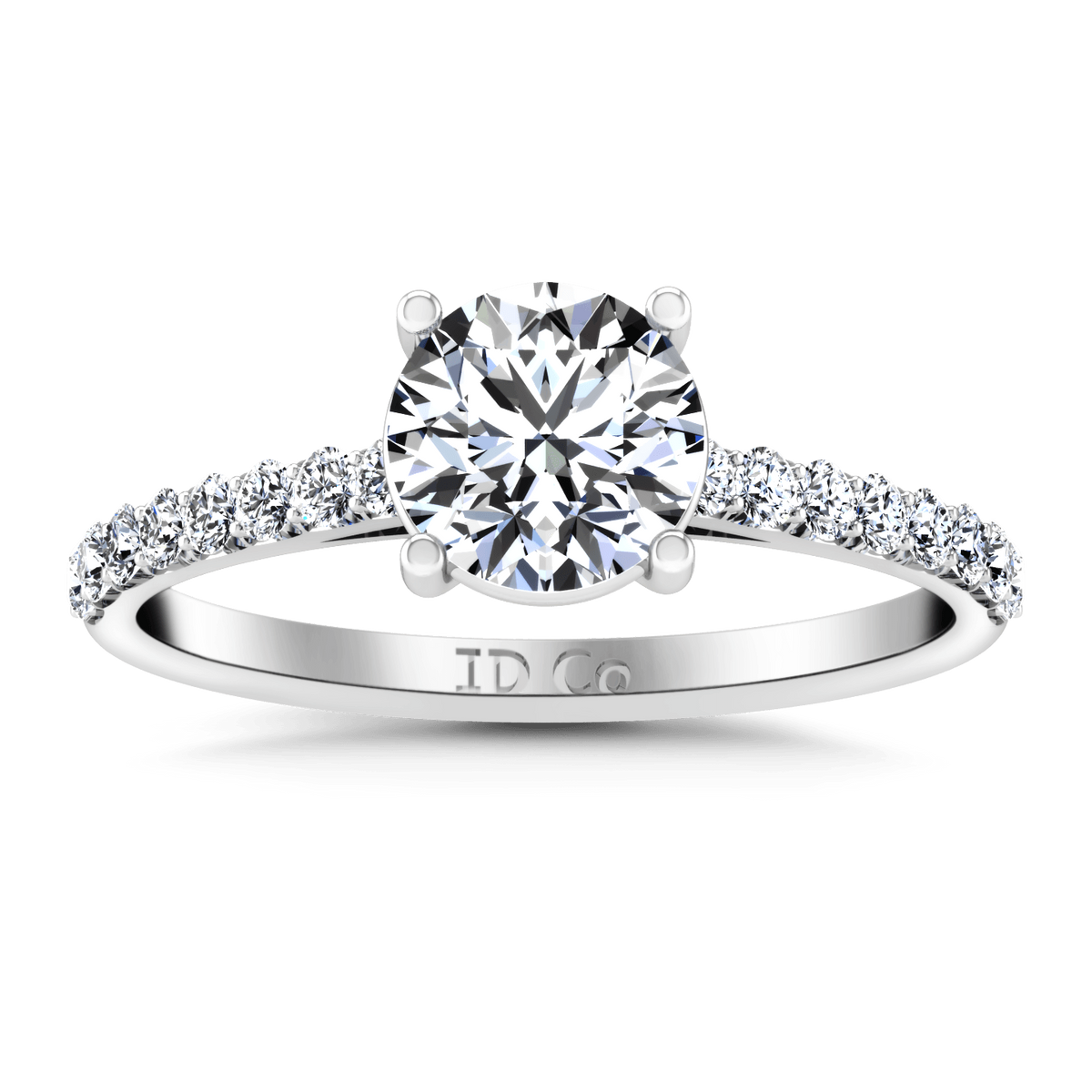 Round Diamond Pave Engagement Ring Yvette 14K White Gold