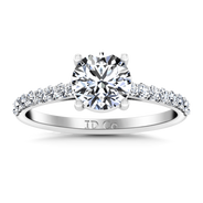 Round Diamond Pave Engagement Ring Yvette 14K White Gold
