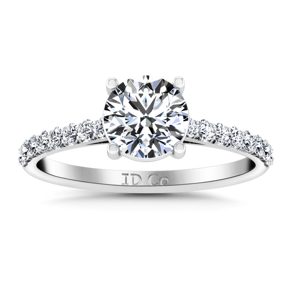 Round Diamond Pave Engagement Ring Yvette 14K White Gold
