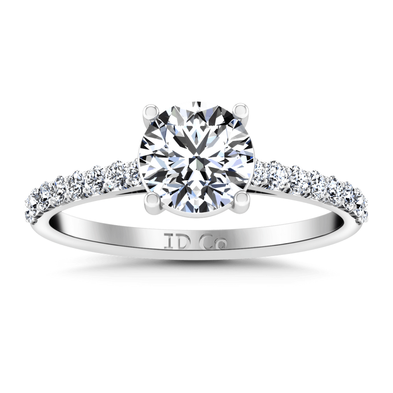 Round Diamond Pave Engagement Ring Yvette 14K White Gold