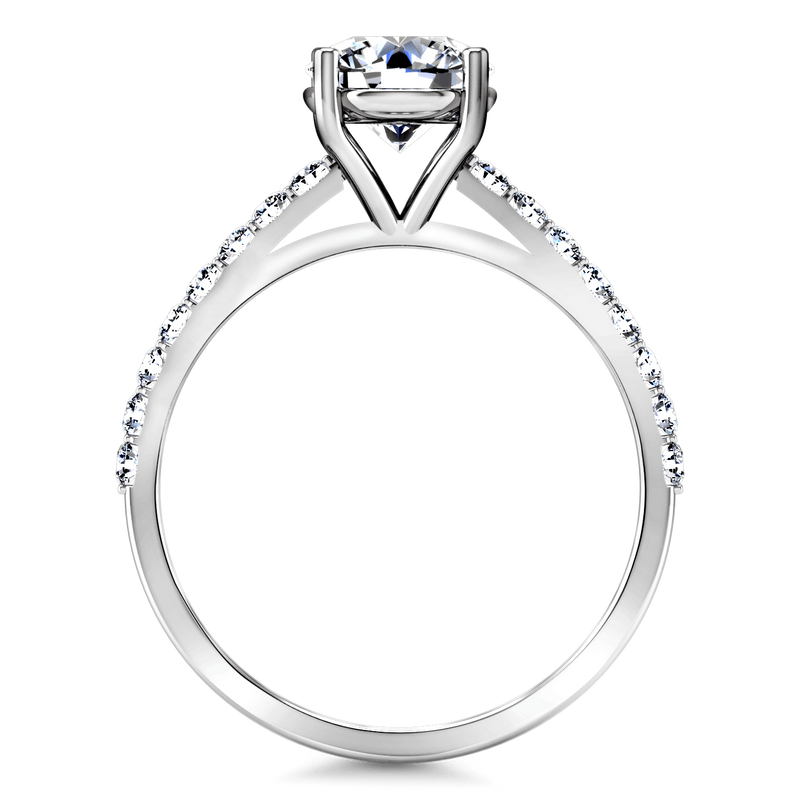 Round Diamond Pave Engagement Ring Yvette 14K White Gold