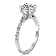 Round Diamond Pave Engagement Ring Yvette 14K White Gold
