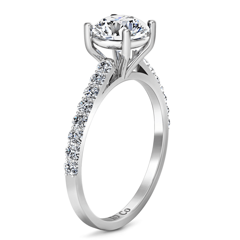 Round Diamond Pave Engagement Ring Yvette 14K White Gold