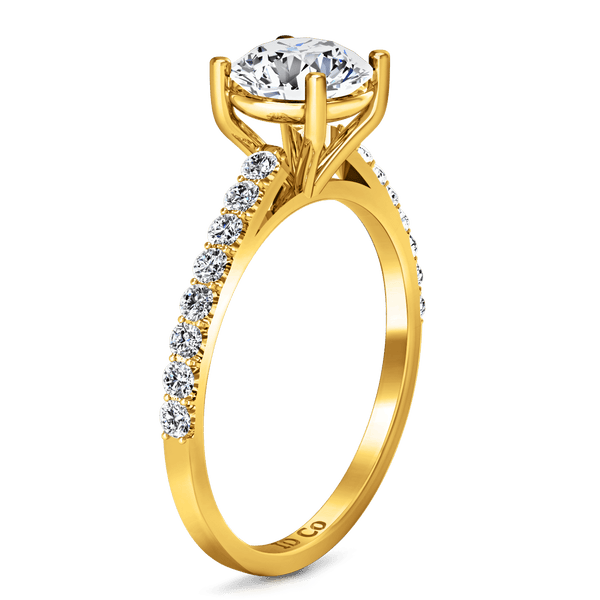 Pave Diamond EngagementRing Yvette 14K Yellow Gold