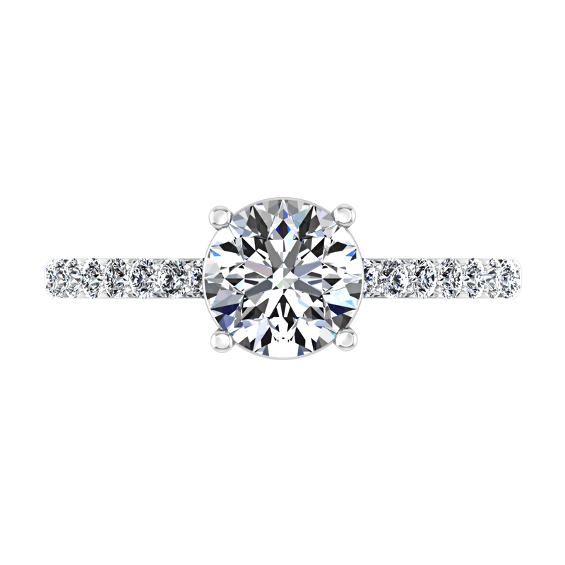 Round Diamond Pave Engagement Ring Yvette 14K White Gold