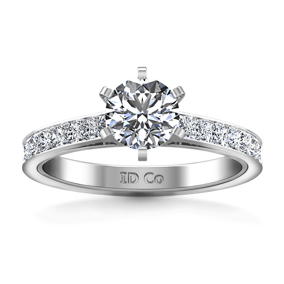 Round Diamond Pave Engagement Ring Calla 14K White Gold