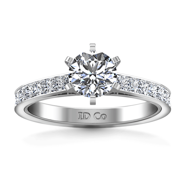 Round Diamond Pave Engagement Ring Calla 14K White Gold