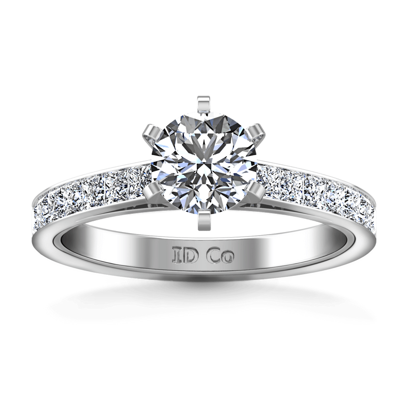 Round Diamond Pave Engagement Ring Calla 14K White Gold