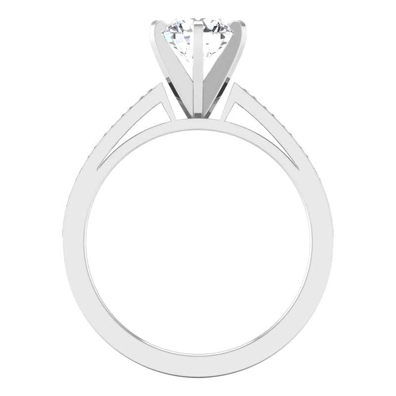 Round Diamond Pave Engagement Ring Calla 14K White Gold
